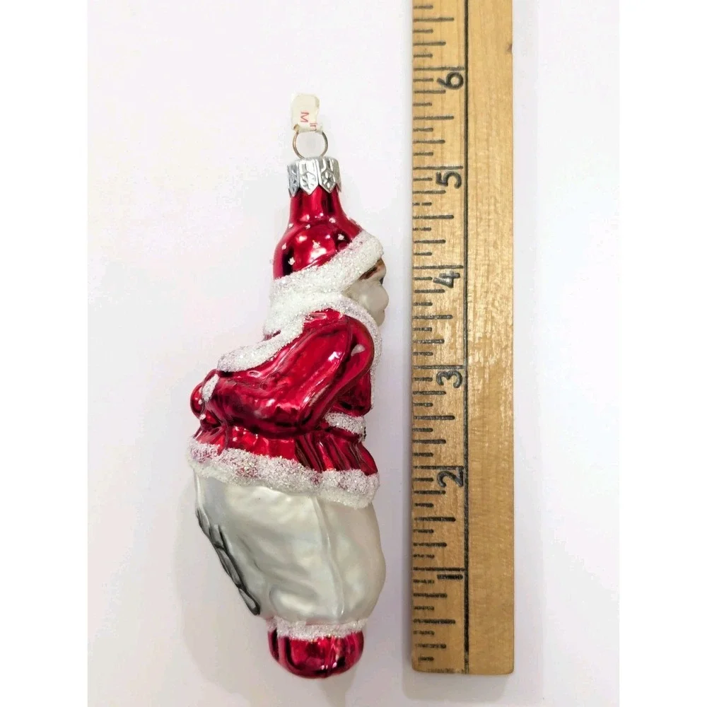 Vintage Ice Skate Child Victorian Blown Glass Ornament 5